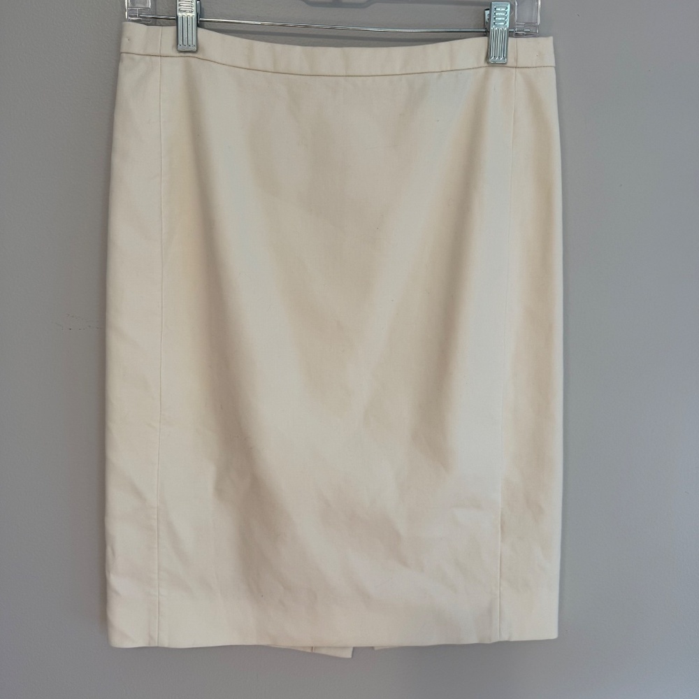 J. Crew Ivory No.2 Cotton Pencil Skirt, size 4